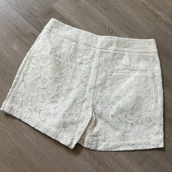 NWOT Shorts Women's Size 6 White Lace High Rise Zip Lined Cotton Blend W30 - Picture 5 of 6